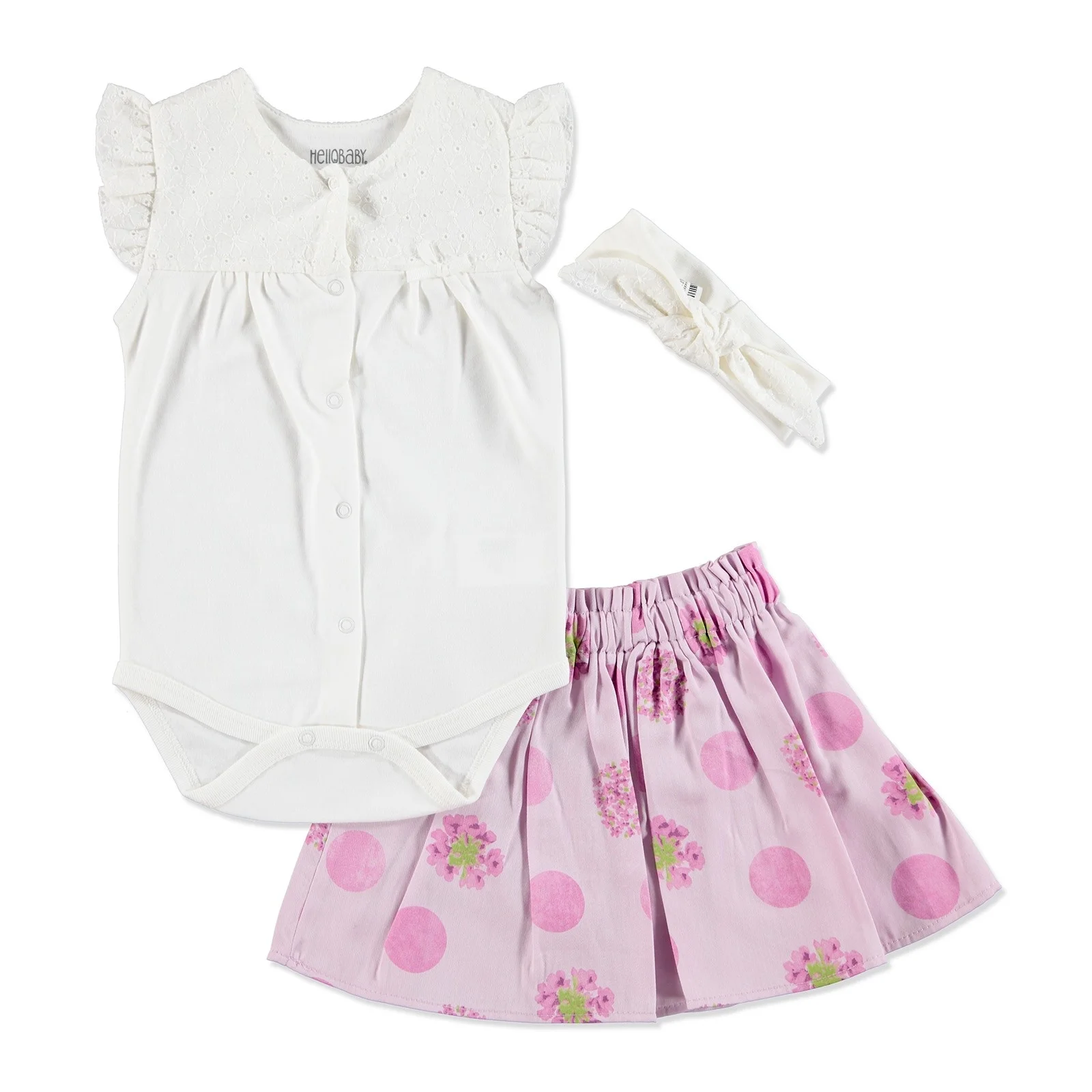 

ebebek HelloBaby Summer Baby Girl Dot Flower Skirt T-shirt Set