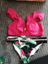 Bikini-Sets Biquinis Bathing-Suit CUPSHE Swimwear Women Orange Floral-Bottom Two-Pieces