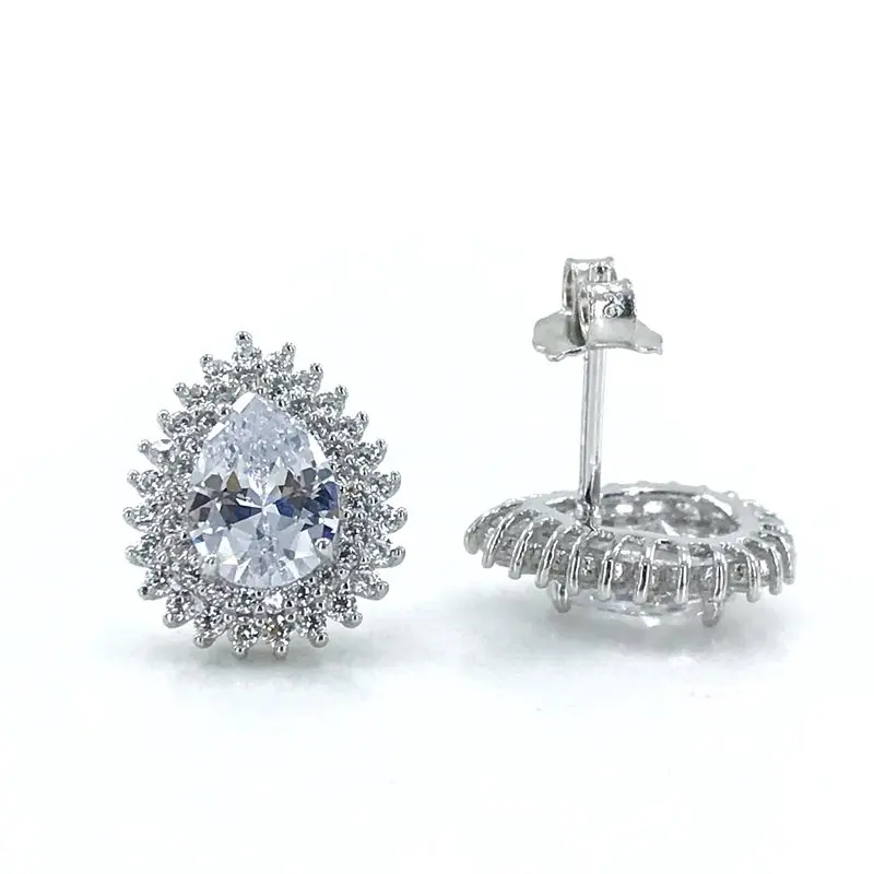 

Imported Diamond Work Drop Nail Elegant Silver Earrings