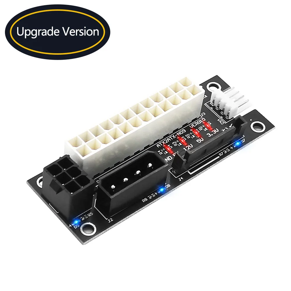 Fonte de Alimentação Dupla Psu Add2psu Atx 24pin para 4pin Molex Conector Riser Mineiro Mineração Adaptador com Led - Imagem 3
