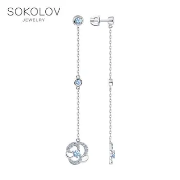 

SOKOLOV Silver drop earrings with stones with cubic zirconia fashion jewelry silver 925 women's/men's, male/female, long earrings, women's male