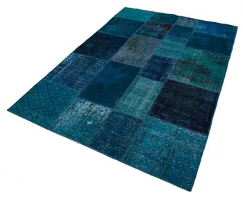 

166x244 Cm Turquoise Handmade Patchwork Rug-5x8 Ft