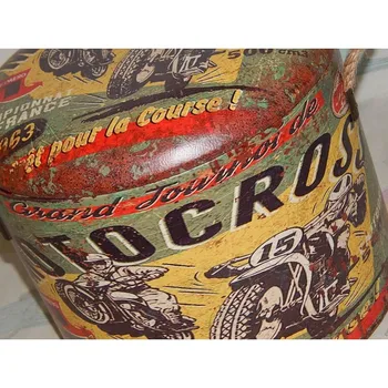 

PUFF stool BAUL bottle holder VINTAGE home decoration Route 66 MOTOCROSS