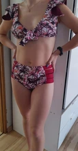 Padded-Bra Swimwear Bikini-Set Beachwear Biquini Bandage Bathing-Suit Ruffles Floral