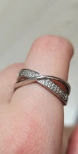 Huitan-anillo cruzado en forma de X de dos tonos para mujer, joyería de moda de boda, sortijas grandes y modernas de piedra CZ deslumbrantes
