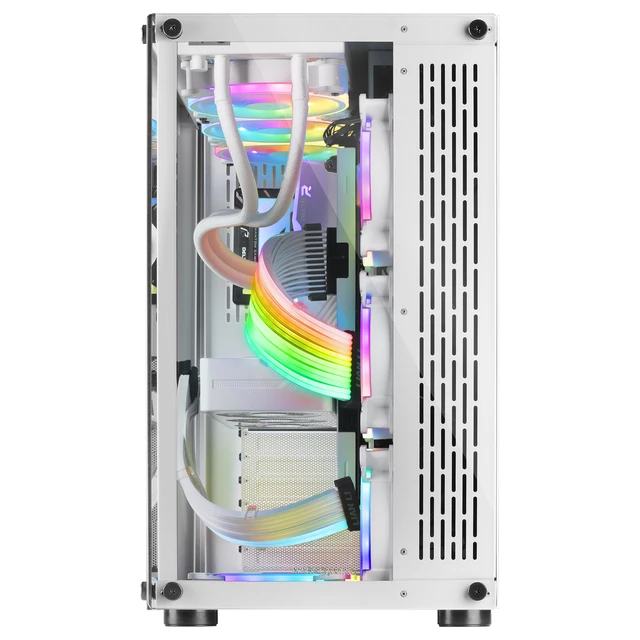 Mars Gaming MCORB Blanco Caja PC Gaming Micro-ATX XL Diseño Circular Custom  Doble Cristal Templado MCORBW