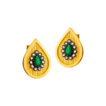 

Drop Cut Green Cubic Zirconia Anturaj Gold Earrings 04-240-1000246