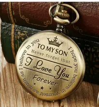 Mejor regalo de cadena de reloj de bolsillo a mi hijo collar Fob Relojes hombres día de los niños niño regalo reloj de bolsillo