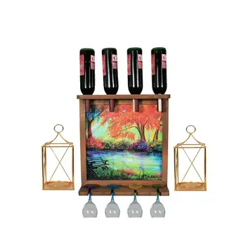 

Gold Metal Candle Holder Candlestick Wall Art Pictures Wall Mounted Wine Whiskey Beer Bottle Rack Holder Bar Wine Rack Bar Decor