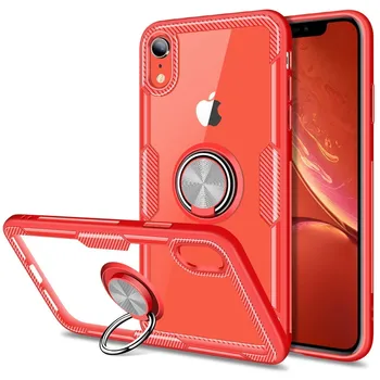 

Stand case Clear with Ring for Apple IPhone XR Red