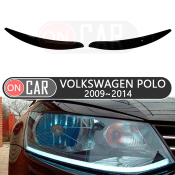 

Eyebrows headlights for Volkswagen Polo 2009~2014 eyelashes eyelids car styling trim stickers cover brows trims decor