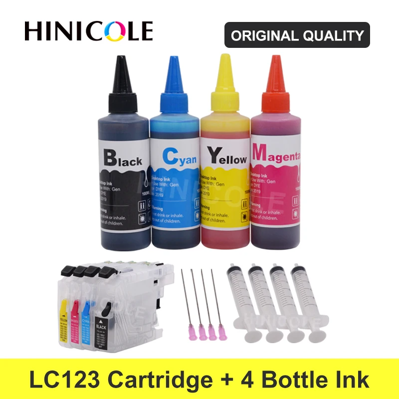 HINICOLE LC 123 XL чернильные картриджи для принтера+ 400 мл чернила Brother LC123 LC121 LC125 LC127 LC129 фосфат, монокальция фосфат, J552DW J752DW J172W J132W