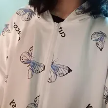 Chaqueta con capucha de mariposa Harajuku para mujer, sudadera con cremallera, sudaderas de gran tamaño, prendas de vestir exteriores de talla grande, primavera 2021
