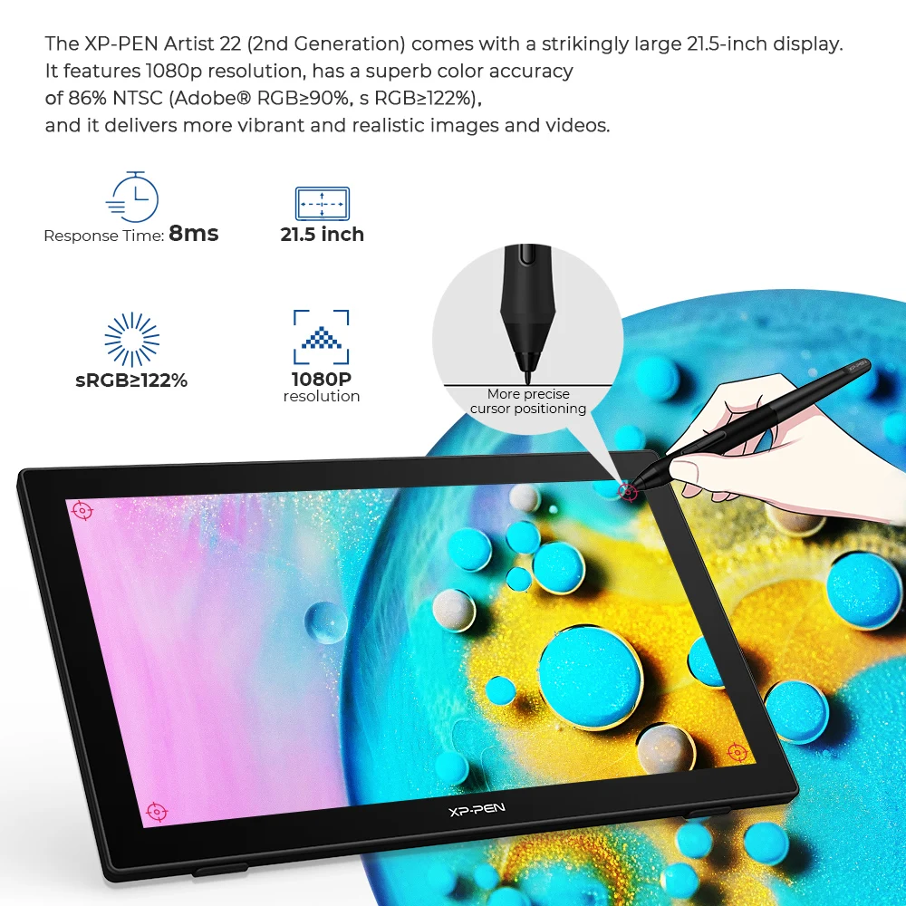 XPPen ƼƮ 22 (2 ), 21.5 ġ  º, ׷ º ÷, IPS , 8192  з USB-C Ʈ