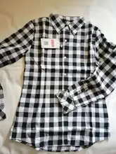 Plaid Shirt Blouses Tops Long-Sleeve Flannel Casual Cotton Women Brand-New Red Excellent-Quality