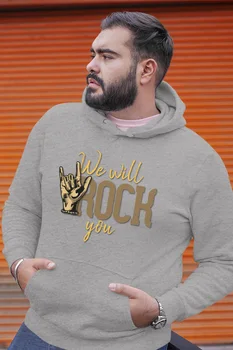 

Angemiel Wear We Will Rock You Gray Men 'S Hooded Sweatshirt