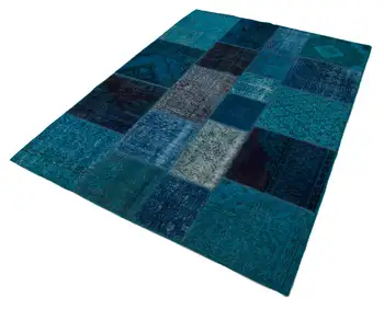 

168x241 Cm Turquoise Handmade Patchwork Rug-5x8 Ft