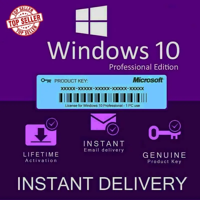 Clé Micro-DE windows 10 pro 32/64 multilingue... 100% bits de fonctionnement de livraison instantanée