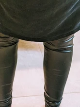 Fitness Leggings Push-Up-Light Faux-Leather Black Sexy High-Waist Plus-Size Women Casual