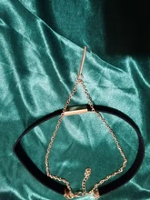 XIYANIKE-gargantilla de terciopelo negro para mujer, collar con cadena dorada, gargantilla de barra para mujer, collar para mujer, Gargantilla ras du cou N664