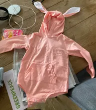 Mono de Pascua para recién nacido de 0 a 24 meses, mono de manga larga de Color sólido, oreja de conejo con capucha, mono de cola, novedad de 2020