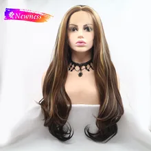 Парики из искусственных волос без шапочки-основы Волнистые черный парик из натуральных волос