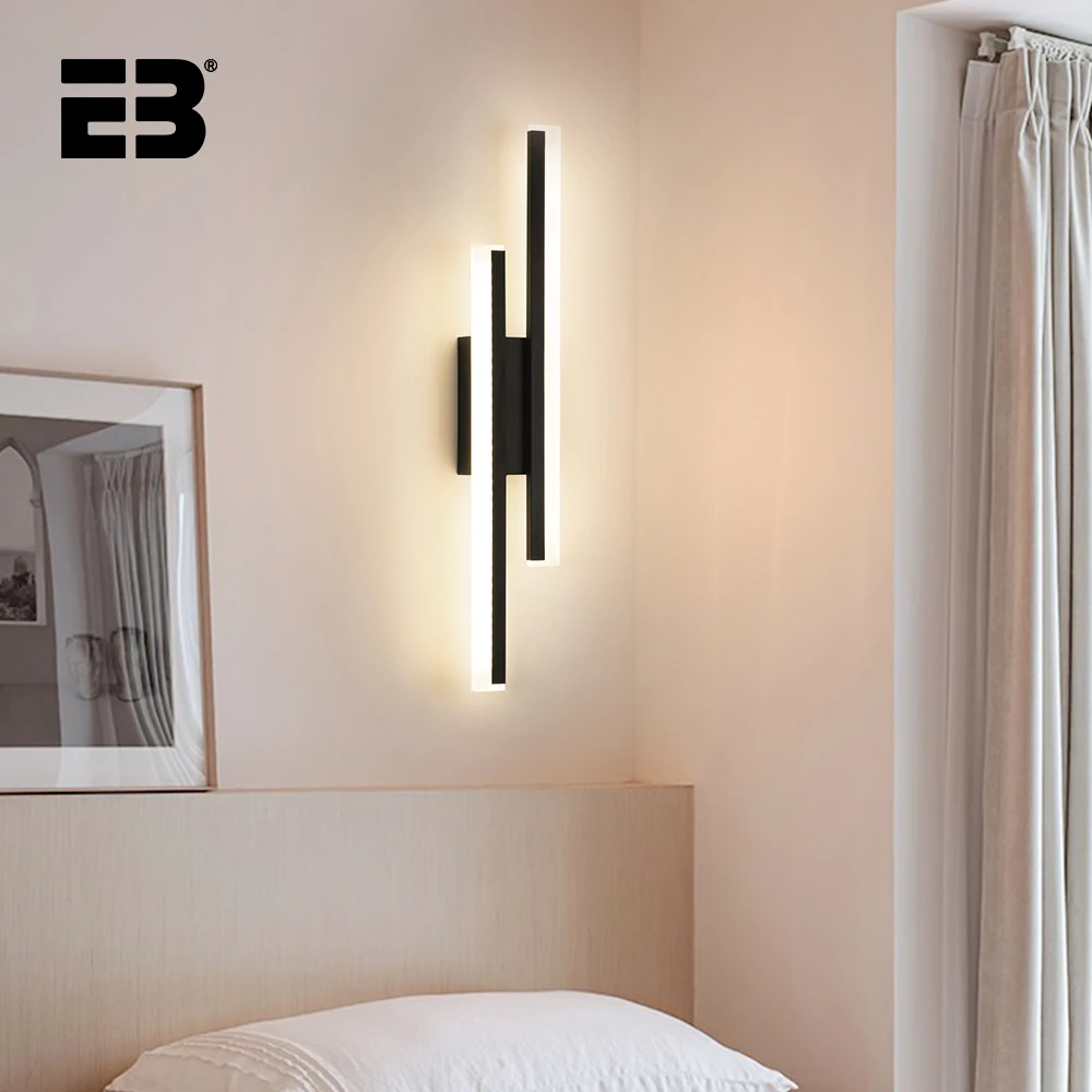 Led Wall Lamp Modern AC90-265V Interior Wall Light Bedside Bedroom Lights Black New Design Indoor Corridor Sconce Lamps