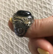 Wholesale Retro Jewelry Stone Rings For Men Titanium Steel Inlaid Three Colors Onyx Ring