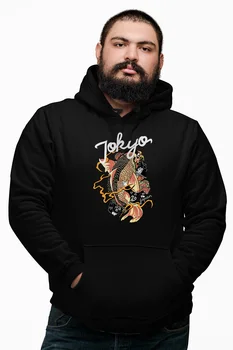 

Angemiel Wear Tokyo Fish Black Male Hooded Sweatshirt