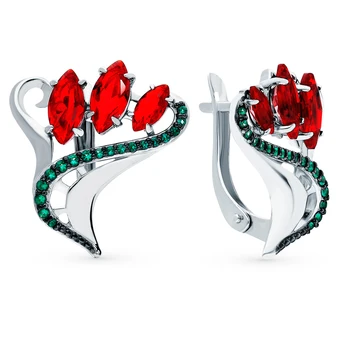 

Silver earrings with рубеллитами and cubic zirconia sunlight sample 925
