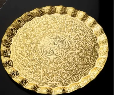 

wonderful dowry wedding mothers day birthday gift awesome decor Gold Color Ottoman Serving Tray 35 cm
