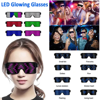 

Magic Bluetooth Led Party Glasses APP Control Luminous Glasses USB Charge DIY Edit Multi-lingual Quick Flash Led