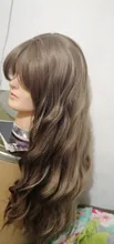 Largo SHANGKE-Peluca de pelo rizado sintético resistente al calor para mujer, pelo falso Natural con parte de pelo medio