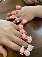 Anillo de fruta bonita para niñas, sortija Multicolor de colores, fruta bonita, traje de princesa, 12 Uds.