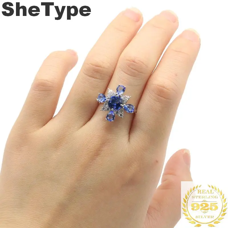 Новое поступление, 18x18 мм, 3,0 г, создан насыщенный Синий Фиолетовый Танзанит CZ, подарок для девочек, кольца из стерлингового серебра 925 пробы