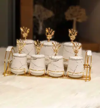 

White Marble Pattern Spice Set