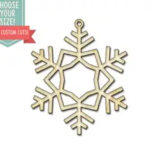 Снежинка Орнамент Дерево вырезанный-размер на заказ-лазерная резка Деревянные Художественные товары для рукоделия Настенный декор дерево праздничный подарок DCS0346