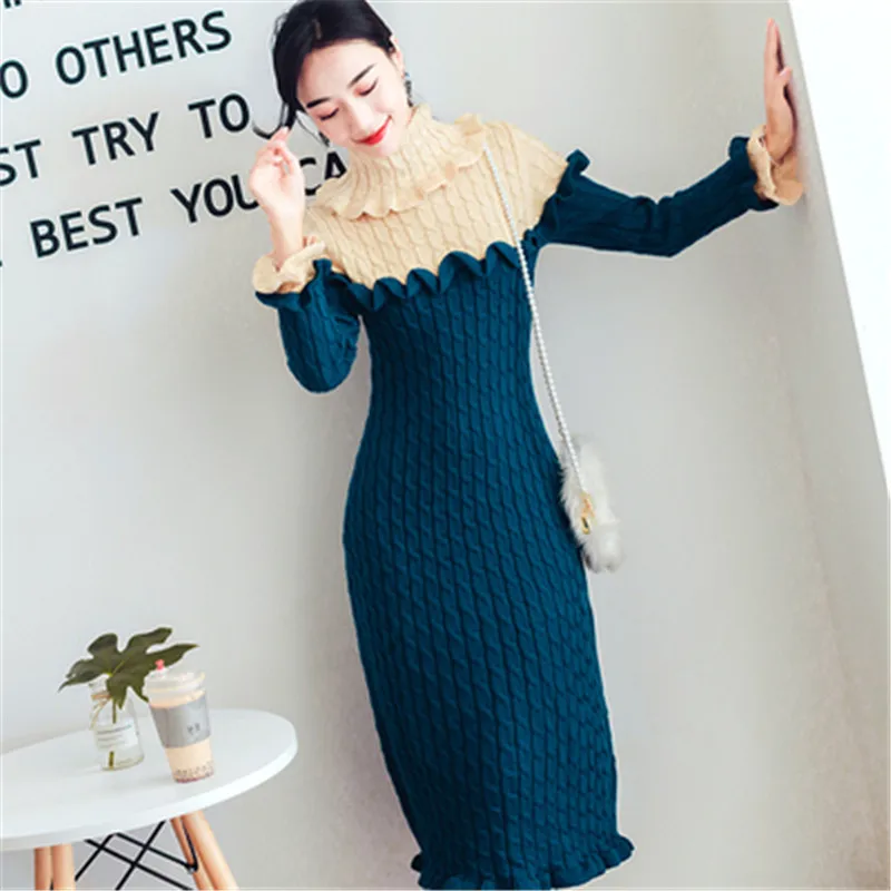 Sweater Slim Dress 2020 Autumn Winter New Retro