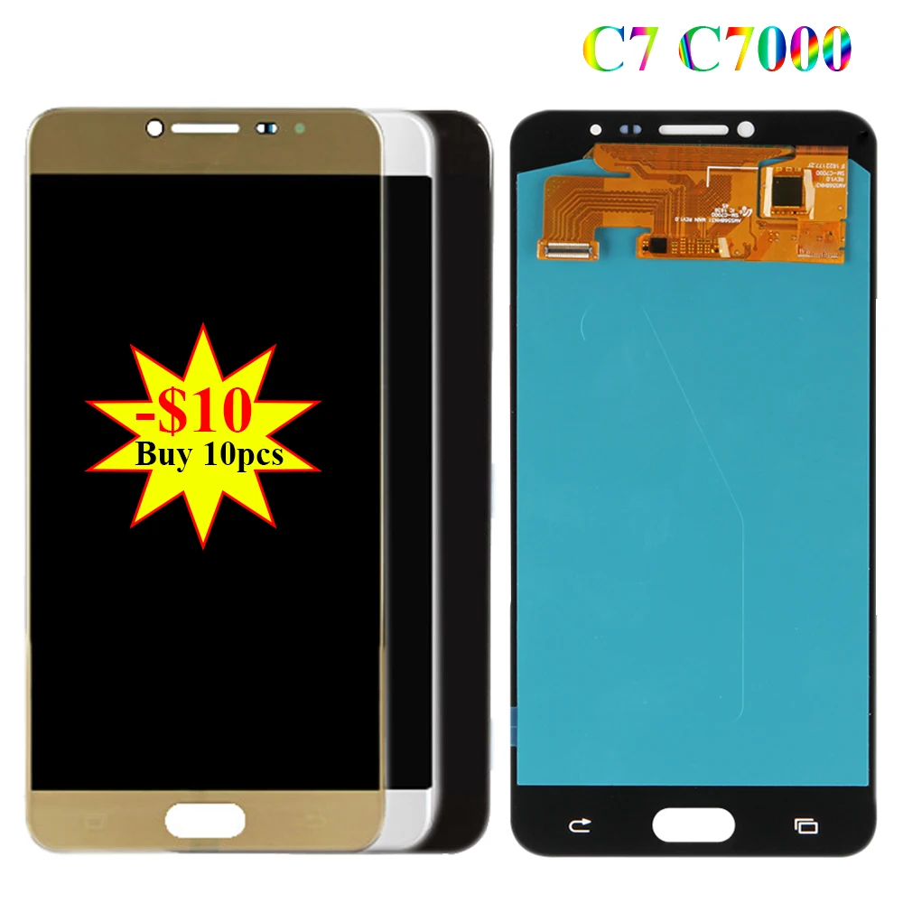 Супер AMOLED lcd для Samsung Galaxy C7 C7000 SM-C7000 дисплей сенсорный экран дигитайзер сборка панель lcd модульные запасные части