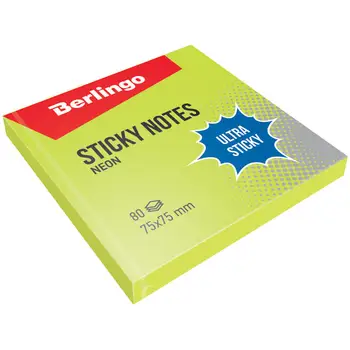 

Self-adhesive block Berlingo "ultra sticky" neon green 80 sheets 75*75mm