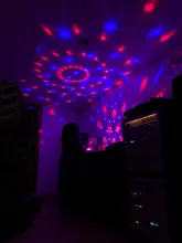 Bola de discoteca giratoria para fiesta, luz de fiesta giratoria activada por sonido, iluminación RGB 3LED de 3W para Navidad, boda, eventos, ángulo de haz, color negro con funda transparente
