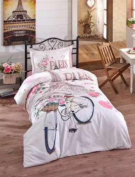 

Ranforce Multi Color 100% Cotton Quality Single Duvet Cover Set PARIS LOVE