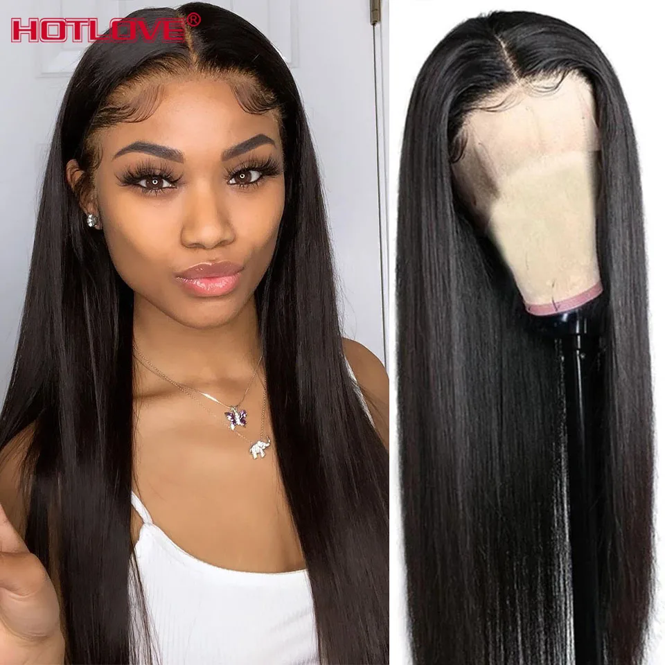 Brazilian Straight Hair Middle Lace Part Frontal Human Hair Wigs 13x1 Lace  Frontal Wigs Remy Hair Wigs Natural Color 28 inches - AliExpress