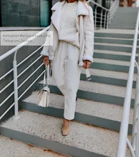 Pants Trousers Women Drawstring Female High-Waist WOTWOY Spliced Loose Autumn Straight