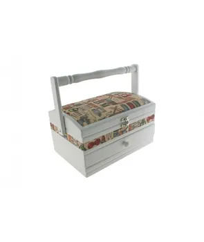

Wooden sewing box combi rectangular white. Measuring 14x25x16 cm.