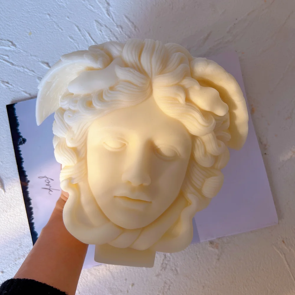Medusa Bust Candle Mold Greek Sculpture Body Face Snake Hair Figure Wax Candles Silicone Mould silicone mold,silicone candle mold,aromatherapy candle mold,silicone candle molds,candle mold