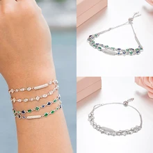 KAKANY роскошный двойной кристалл циркония браслет с каплями воды, цветной Цирконий, Женский Monaco браслет из стерлингового серебра