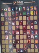Decoración de la parte superior del hogar, póster de Anime rascador, lista de cubo de Anime, iconos artísticos prémium, gran regalo para los fanáticos del Anime, 100