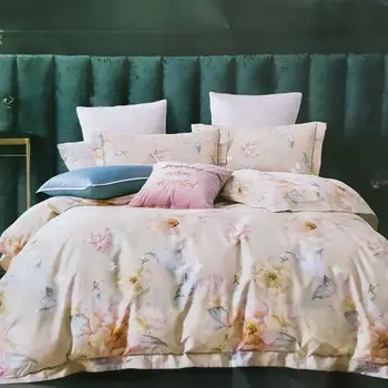 

Комплект постельного ARTTEXTILE нежный египетский хлопок 600TC 1,5 Полутора семейный с цветочным рисунком персикового цвета