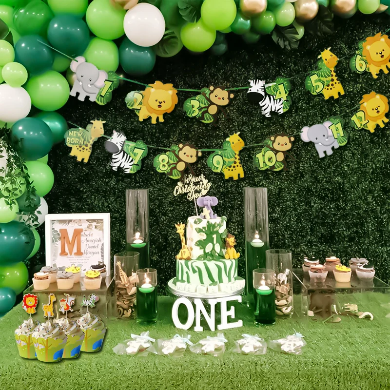 Party Decoration 1 Year Jungle | 1st Birthday Safari Banner - Decor 1st  Birthday - Aliexpress